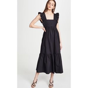 Self Portrait Poplin Midi Dress Black size 0 NWT